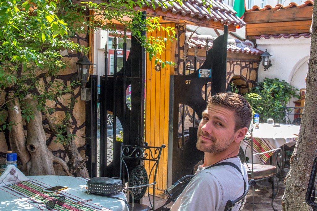 Experience traditional Bulgarian cuisine with Brett at Manastriska Magernitsa Restaurant.