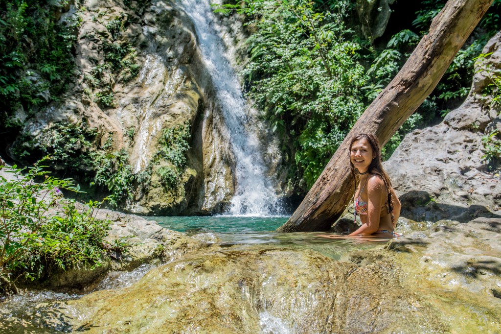 Refreshing waterfall oasis on our horse riding tour, perfect for a cool dip.