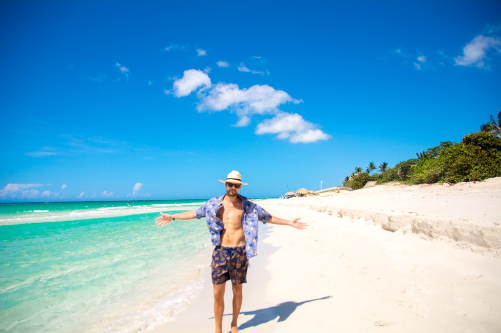 Brett enjoying the white pristine sand at Varadero Beach.