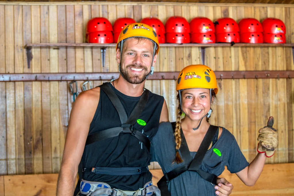 Brett and Bianca Ready for Zip Lining Tour with 100% Adventura' - Get set for adventure with Brett and Bianca as they gear up for an exhilarating zip lining tour with 100% Adventura. Feel the thrill and excitement unfold!