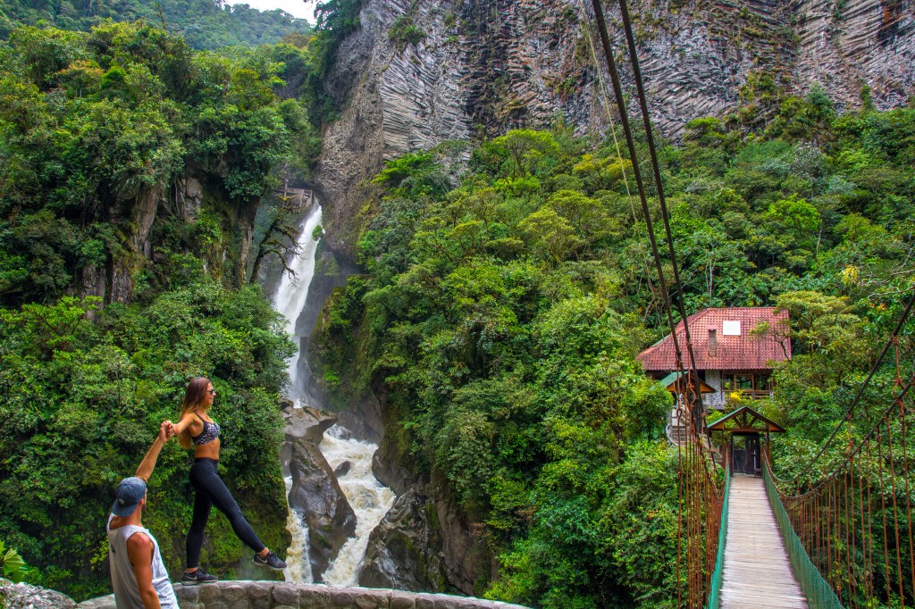 Biking Adventure: Bridges and Waterfalls in Banos, Ecuador' - Embark on an exciting bike route in Banos, Ecuador, where you can explore numerous bridges and waterfalls. Discover the scenic beauty of this adventurous journey.