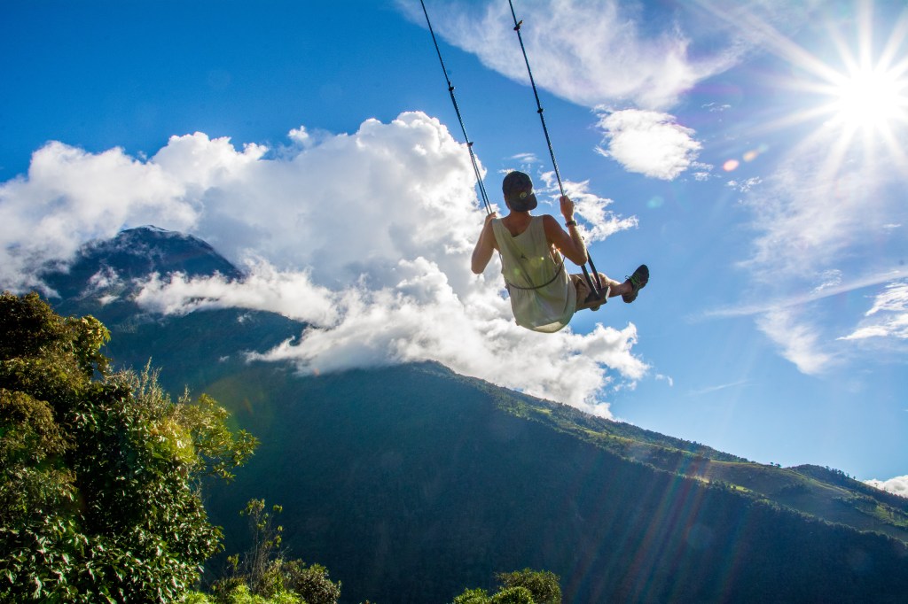 Tree House Swing on the Edge of the World - A Popular and Picturesque Attraction' - Enjoy the thrill of the 'tree house' swing, a beloved and scenic destination that dangles on the edge of the world. Discover the charm of this iconic swing.
