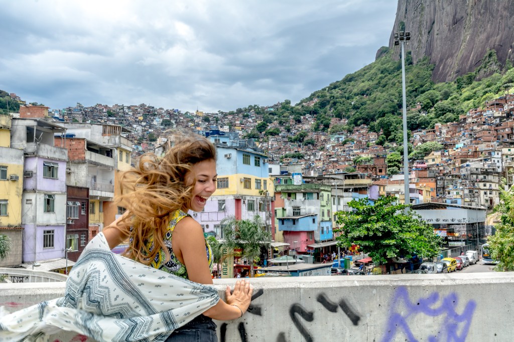Bianca Overlooking Favela da Rocinha, Rio De Janeiro's Largest Favela