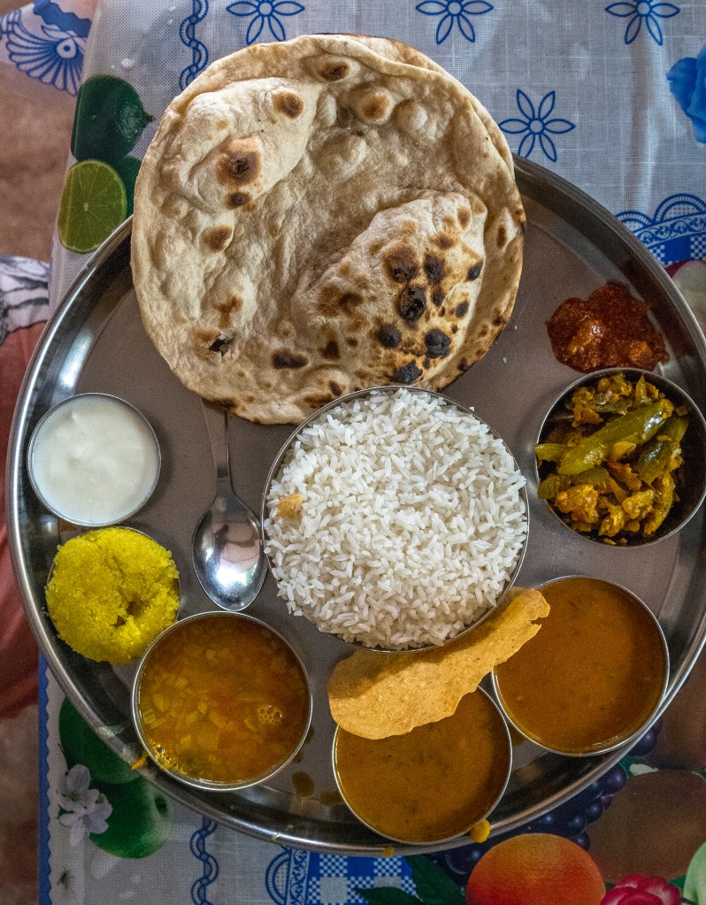 Traditional Indian Thali lunch spread