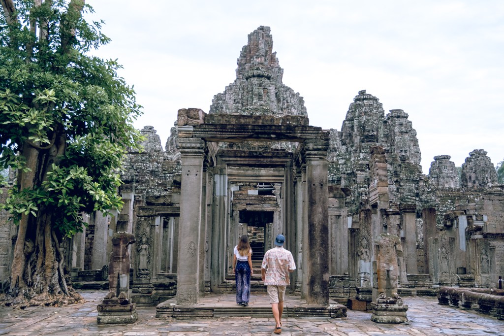 Brett and Bianca admiring temples at Angkor Wat, Cambodia