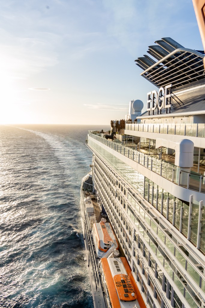 Family moments aboard the Celebrity Edge during its inaugural trip to New Zealand, sailing from Auckland to Christchurch.