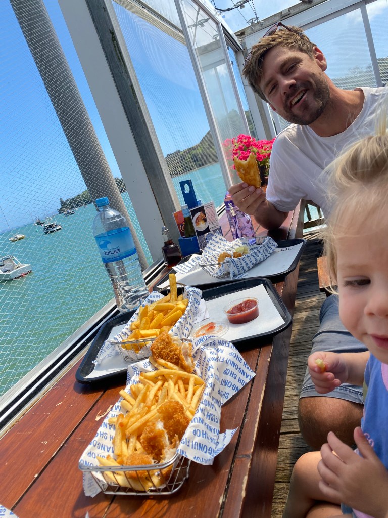 Mangonui Fish Shop in Northland New Zealand — must-stop spot for the best fresh fish and chips on a Far North road trip.